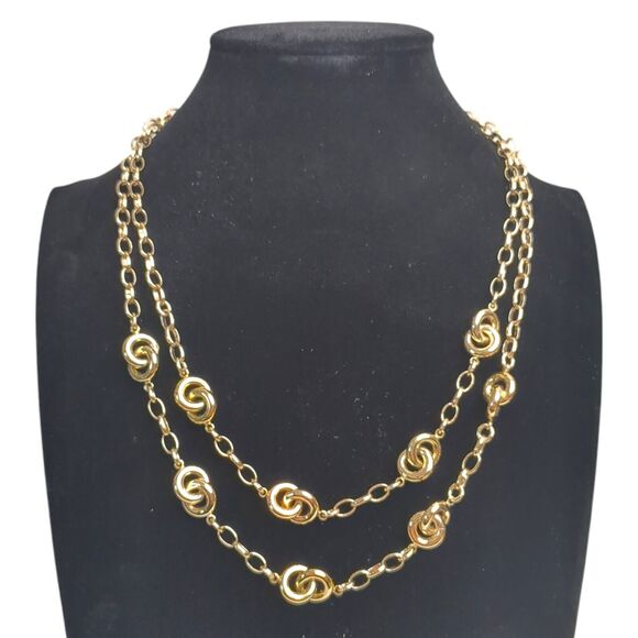 Vintage Talbots Double Strand Chunky Gold Tone Necklace 18" - Picture 1 of 4